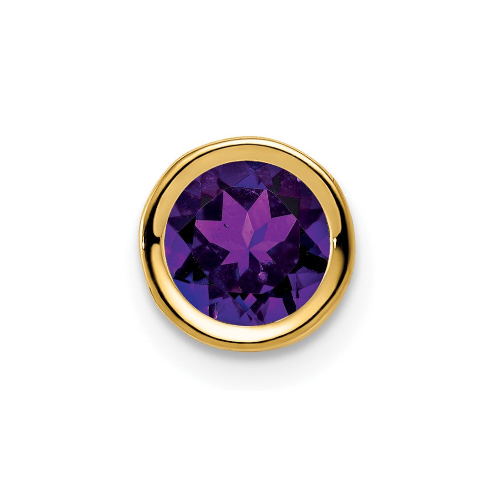 14K Gelbgold Amethyst-Anhänger mit Zargenfassung, 6 mm