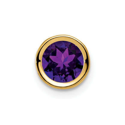 14K Gelbgold Amethyst-Anhänger mit Zargenfassung, 6 mm