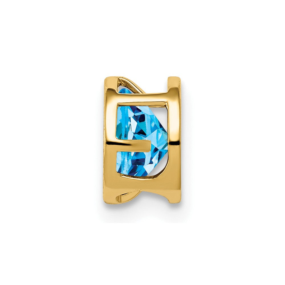 14K Gelbgold Anhänger mit 6 mm Blautopas im Schachbrettschliff, Lünette gefasst