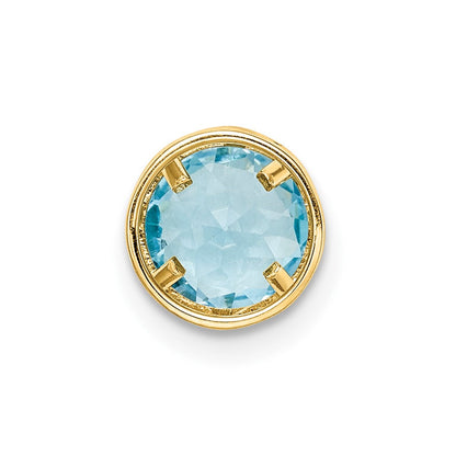 14K Gelbgold Anhänger mit 6 mm Blautopas im Schachbrettschliff, Lünette gefasst