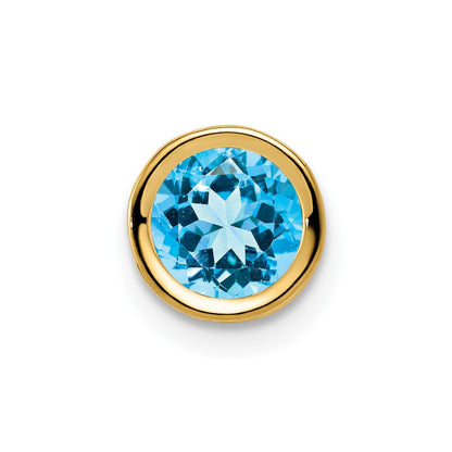 14K Gelbgold Anhänger mit 6 mm Blautopas im Schachbrettschliff, Lünette gefasst