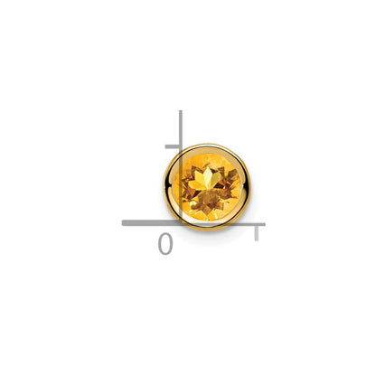 14K Gelbgold 6-mm-Citrin-Anhänger mit Schachbrettschliff und Lünette