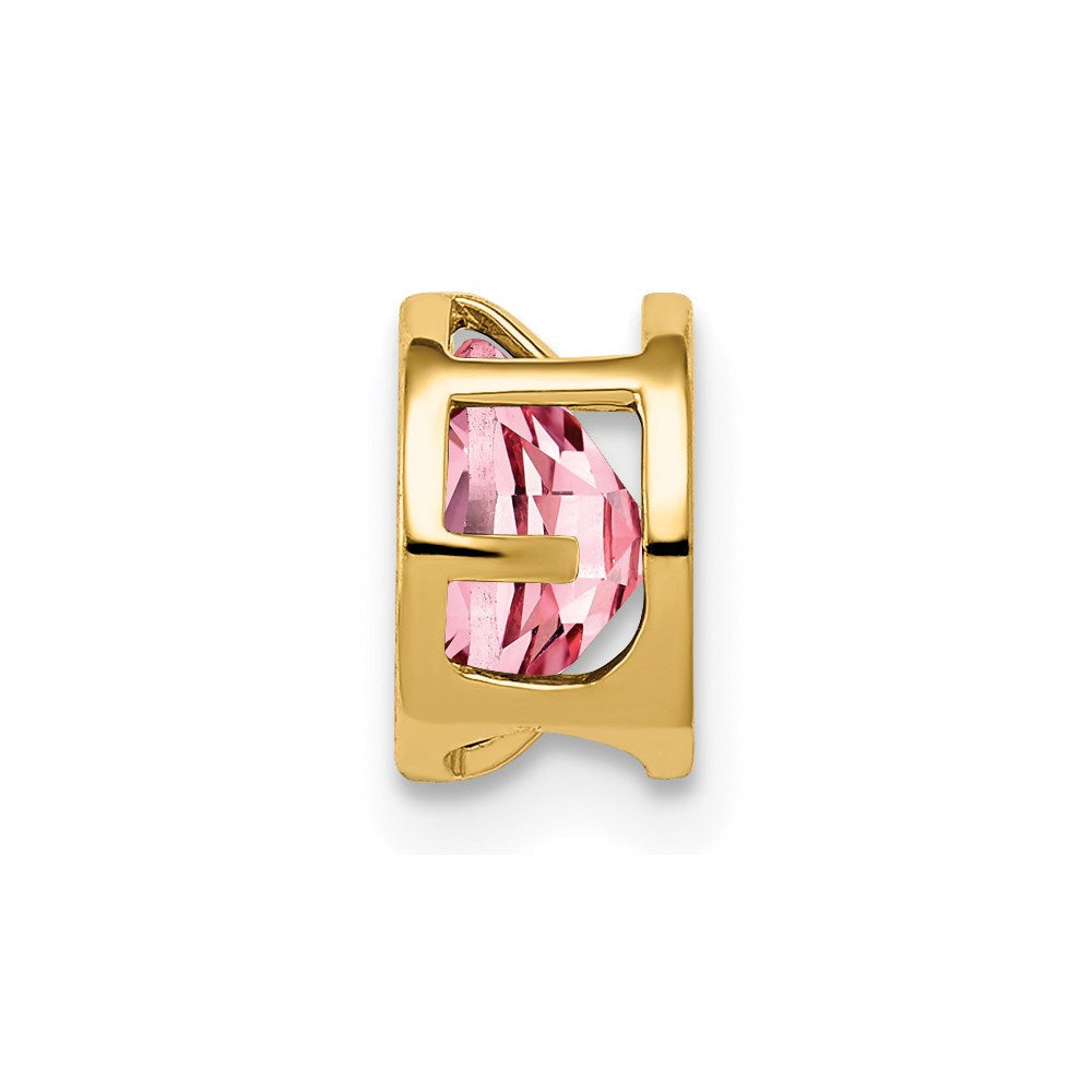 14K Gelbgold Anhänger, 6 mm, rosa Turmalin, Lünettenfassung