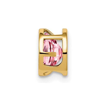 14K Gelbgold Anhänger, 6 mm, rosa Turmalin, Lünettenfassung