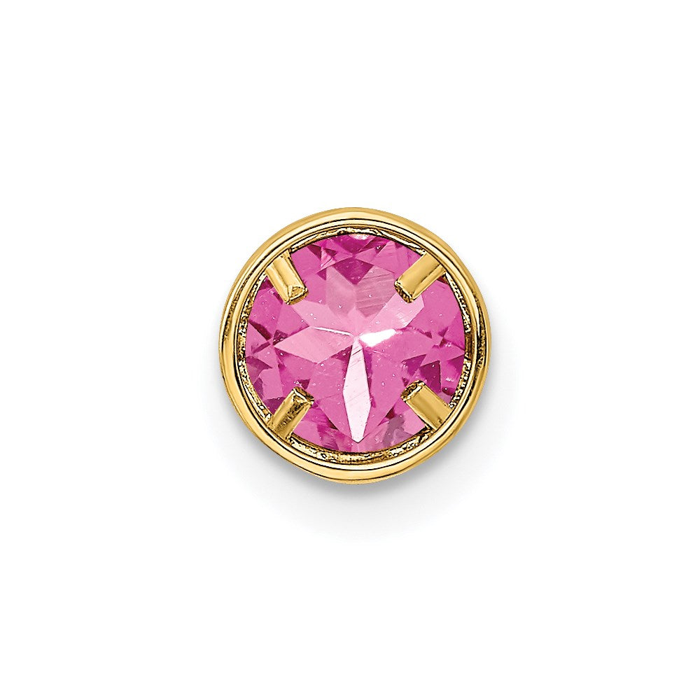 14K Gelbgold Anhänger, 6 mm, rosa Turmalin, Lünettenfassung