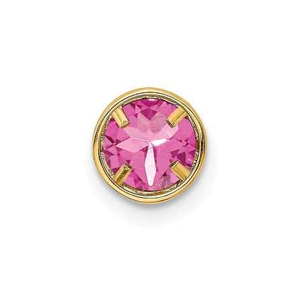 14K Gelbgold Anhänger, 6 mm, rosa Turmalin, Lünettenfassung