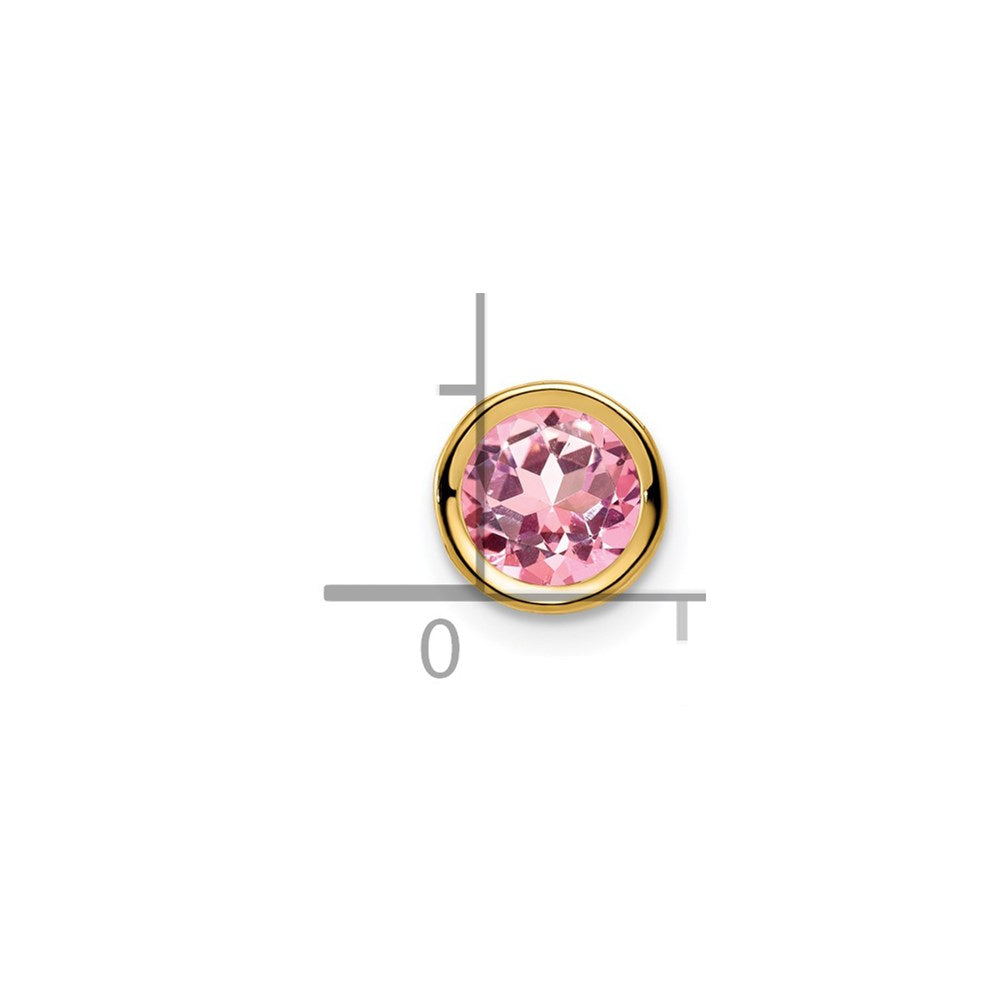 14K Gelbgold Anhänger, 6 mm, rosa Turmalin, Lünettenfassung