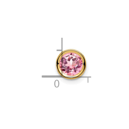 14K Gelbgold Anhänger, 6 mm, rosa Turmalin, Lünettenfassung