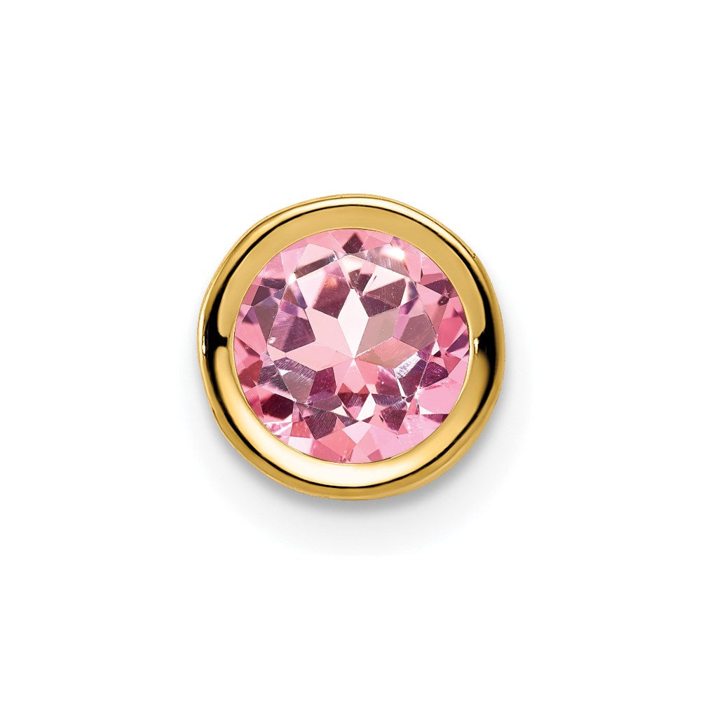 14K Gelbgold Anhänger, 6 mm, rosa Turmalin, Lünettenfassung
