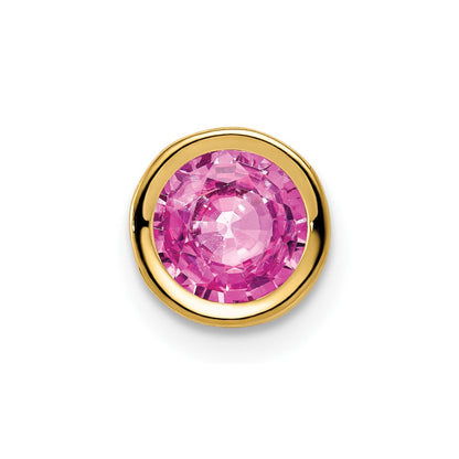 14K 6 mm Rosa-Saphir Anhänger mit Zargenfassung