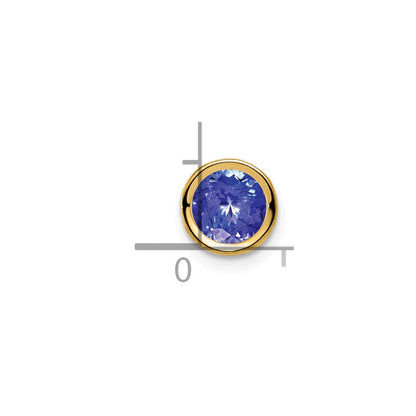 14K Gelbgold Anhänger mit Tansanit, 6 mm, Zargenfassung