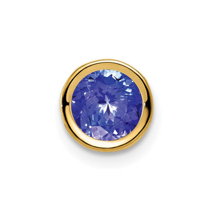 14K Gelbgold Anhänger mit Tansanit, 6 mm, Zargenfassung