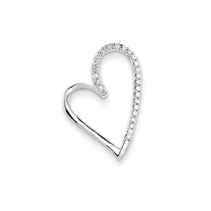 14K Weißgold Echt Diamant Herz Kette Anhänger