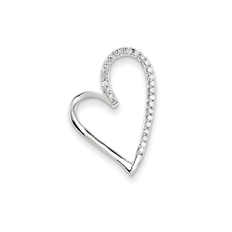 14K Weißgold Echt Diamant Herz Kette Anhänger