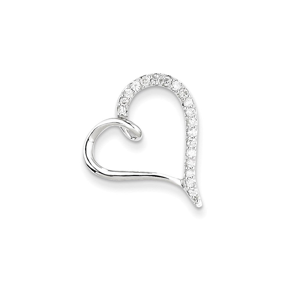 14K Weißgold Aa Echt Diamant Herz Kette Anhänger