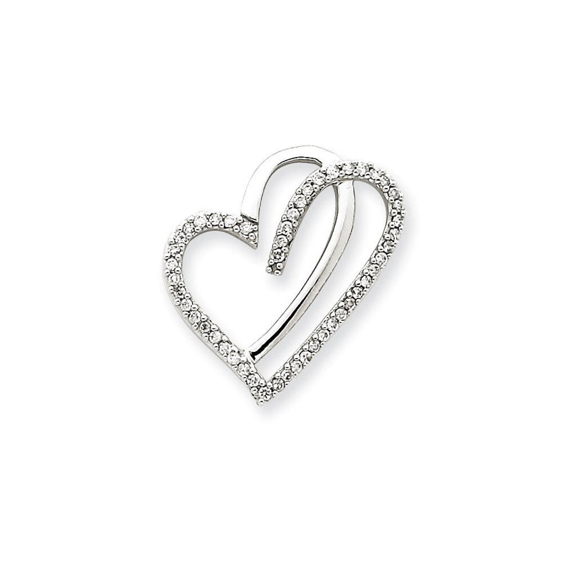 14K Weißgold Herzanhänger mit echtem Diamant
