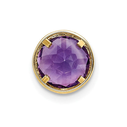 14K Gelbgold Anhänger mit Amethyst im Schachbrettschliff, 7 mm, mit Zargenfassung