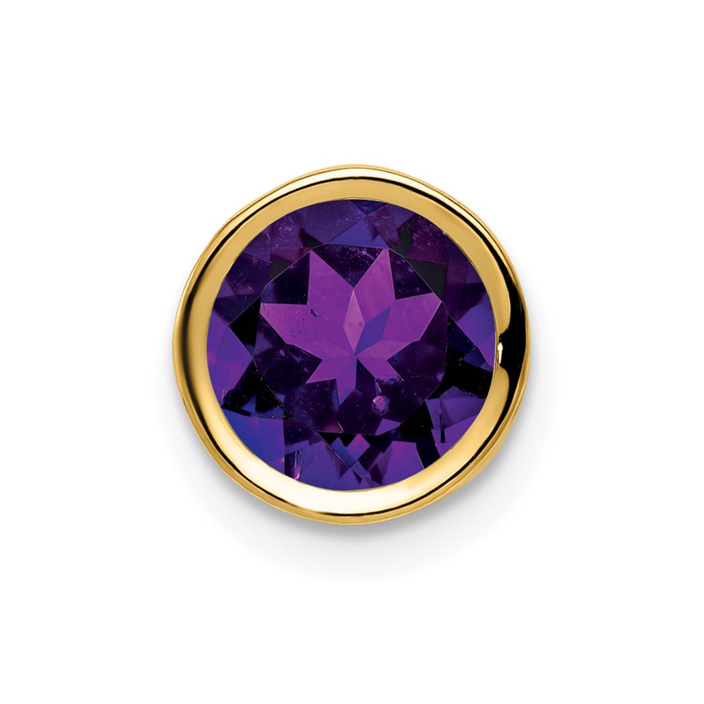 14K Gelbgold Anhänger mit Amethyst im Schachbrettschliff, 7 mm, mit Zargenfassung