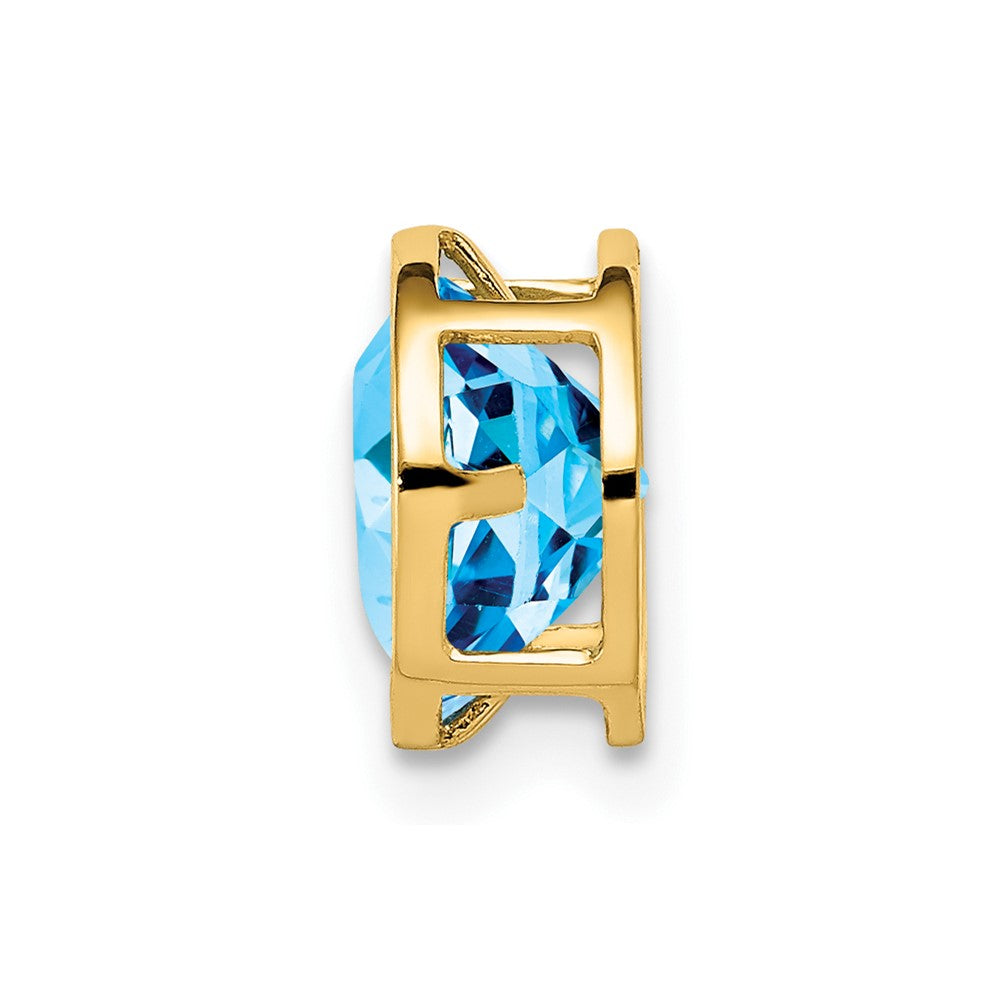 14K Gelbgold Anhänger mit Blautopas im Schachbrettschliff, 7 mm, Zargenfassung