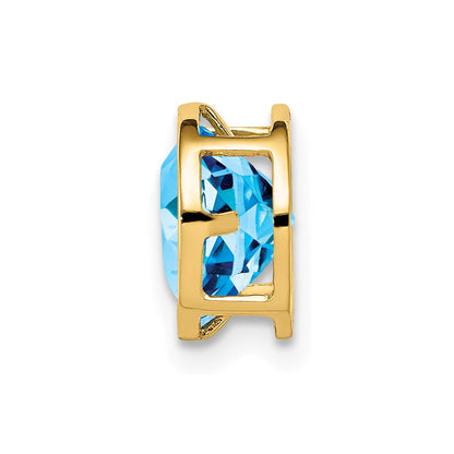 14K Gelbgold Anhänger mit Blautopas im Schachbrettschliff, 7 mm, Zargenfassung