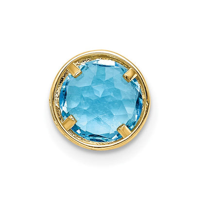 14K Gelbgold Anhänger mit Blautopas im Schachbrettschliff, 7 mm, Zargenfassung