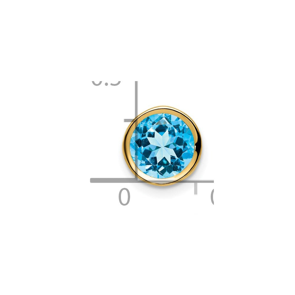 14K Gelbgold Anhänger mit Blautopas, 7 mm, Zargenfassung