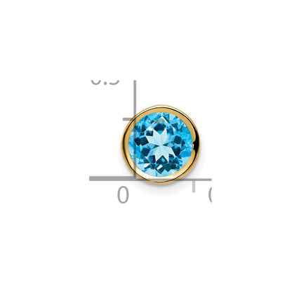 14K Gelbgold Anhänger mit Blautopas im Schachbrettschliff, 7 mm, Zargenfassung