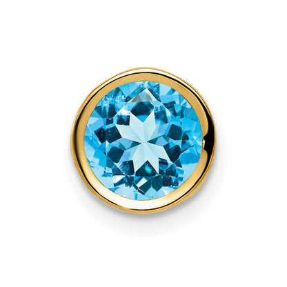 14K Gelbgold Anhänger mit Blautopas, 7 mm, Zargenfassung