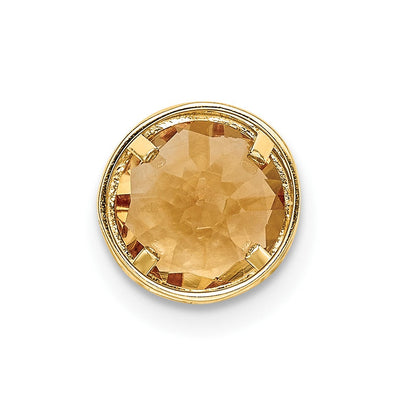 14K Gelbgold Anhänger mit 7 mm Citrin im Schachbrettschliff und Zargenfassung