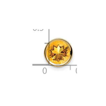 14K Gelbgold Citrin-Anhänger mit Zargenfassung, 7 mm