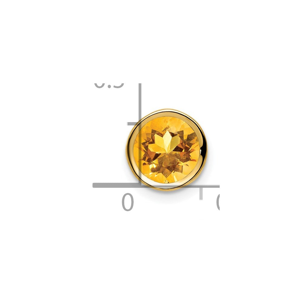 14K Gelbgold Anhänger mit 7 mm Citrin im Schachbrettschliff und Zargenfassung
