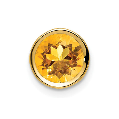 14K Gelbgold Anhänger mit 7 mm Citrin im Schachbrettschliff und Zargenfassung