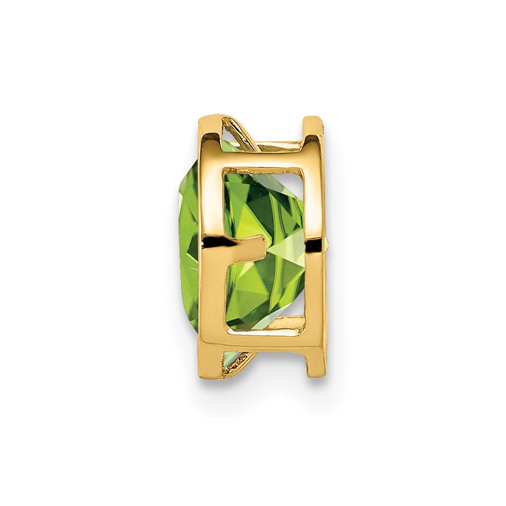 14K Gelbgold Peridot-Anhänger mit Zargenfassung, 7 mm