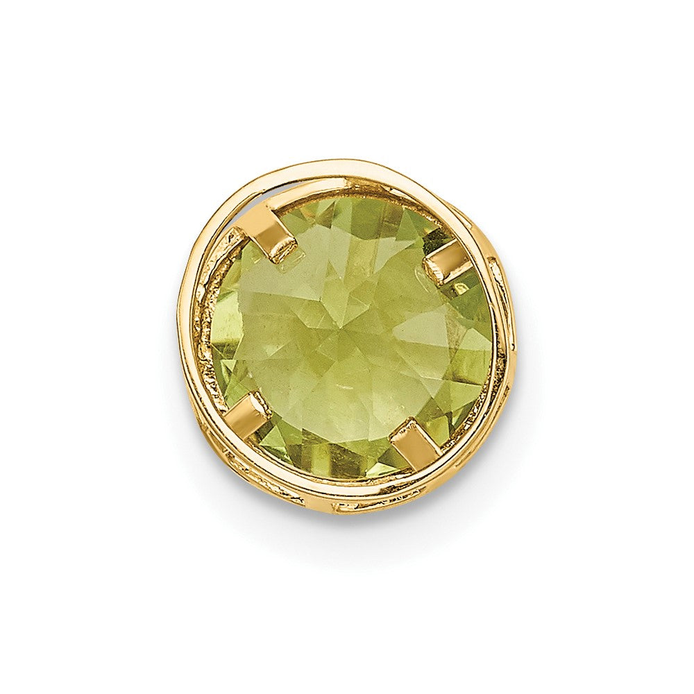 14K Gelbgold Peridot-Anhänger mit Zargenfassung, 7 mm