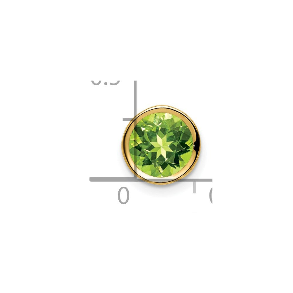 14K Gelbgold Peridot-Anhänger mit Zargenfassung, 7 mm