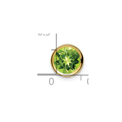 14K Gelbgold Peridot-Anhänger mit Zargenfassung, 7 mm
