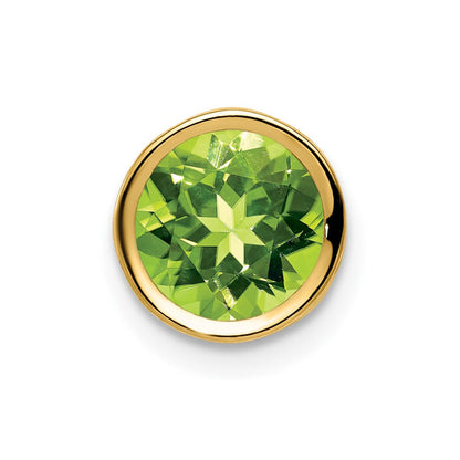 14K Gelbgold Peridot-Anhänger mit Zargenfassung, 7 mm