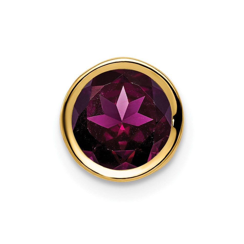 14K Gelbgold 7mm Rhodolith Granat Zargenfassung Anhänger