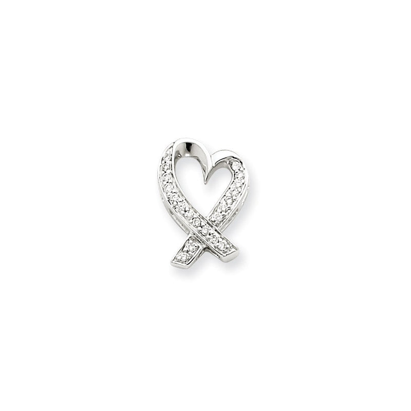 14K Weißgold Echt Diamant Herz Anhänger