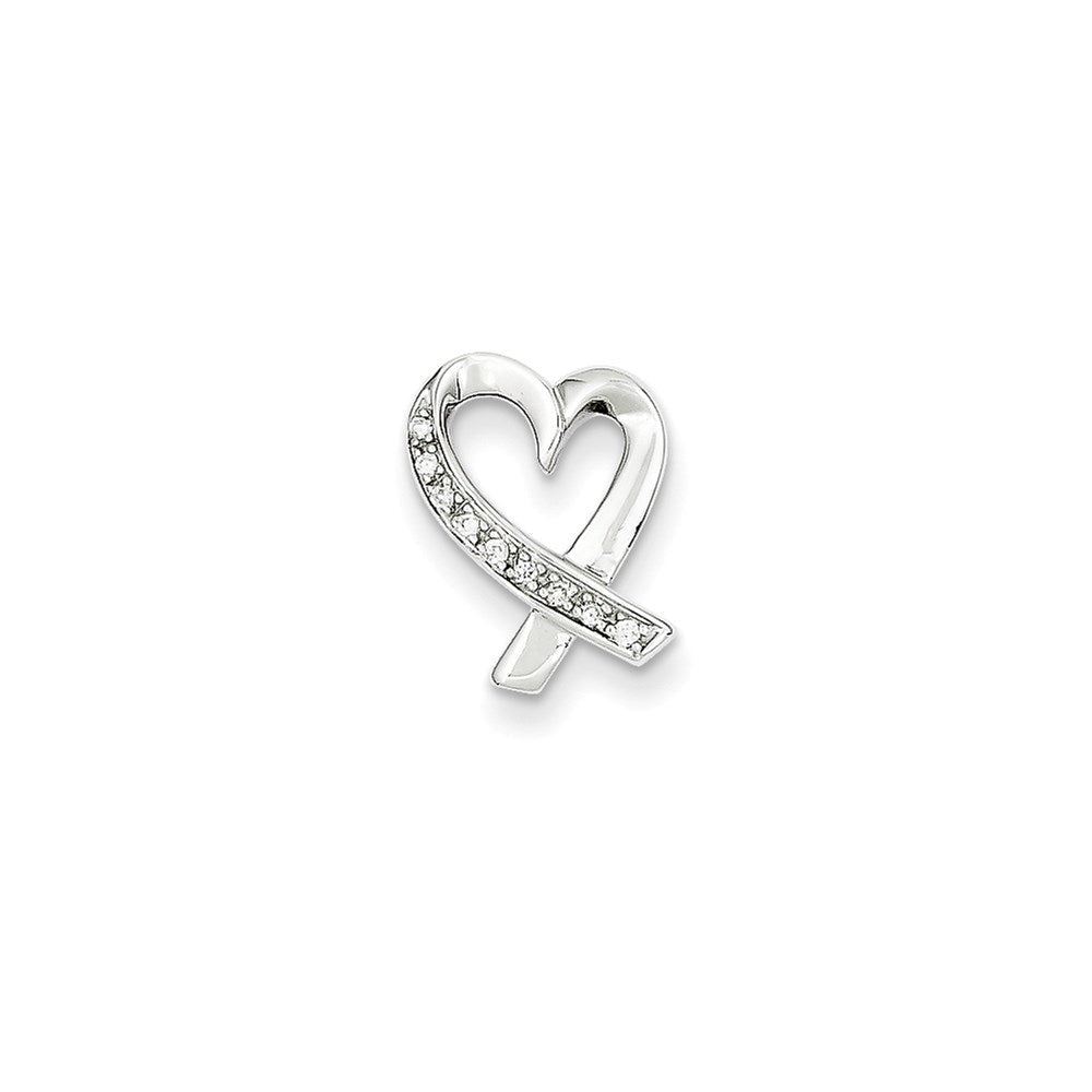 14K Weißgold Echt Diamant Herz Anhänger