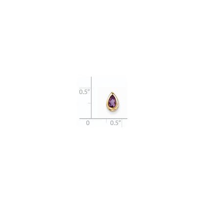 14K Gelbgold 6x4mm Birnenschliff-Amethyst Anhänger mit Checker-Schliff und Zargenfassung