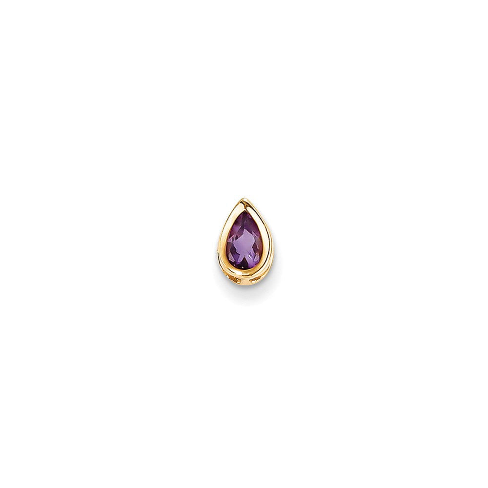 14K Gelbgold 6x4mm Birnenschliff-Amethyst Anhänger mit Checker-Schliff und Zargenfassung