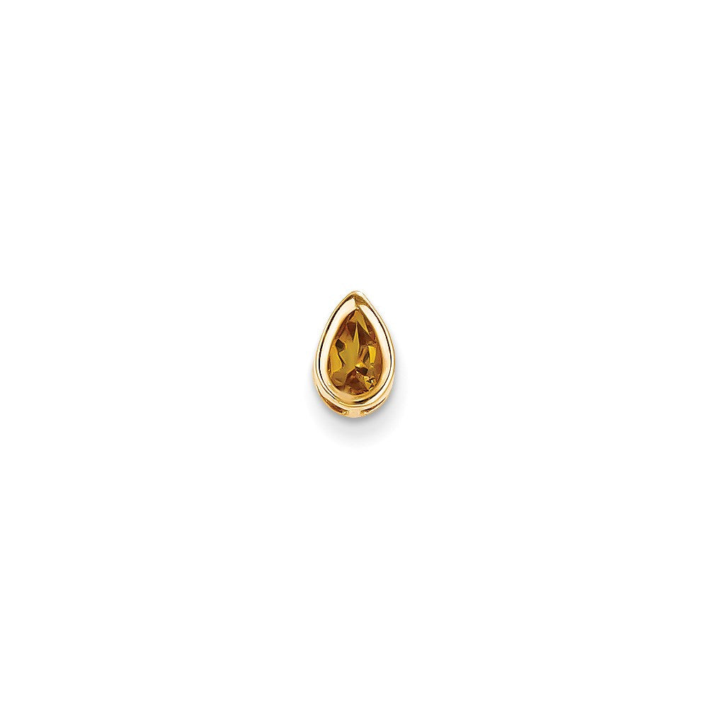 14K Gelbgold Anhänger mit Citrin im Birnenschliff (6x4mm) in Zargenfassung