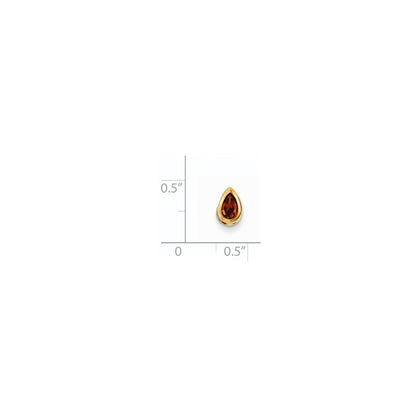 14K Gelbgold Anhänger mit Granat im Birnenschliff (6x4mm) in Zargenfassung