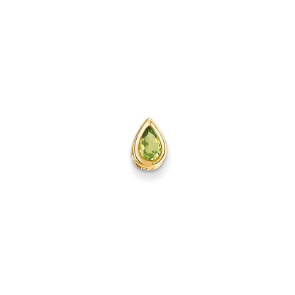 14K Gelbgold 6x4mm Peridot Birnenschliff Anhänger mit Zargenfassung
