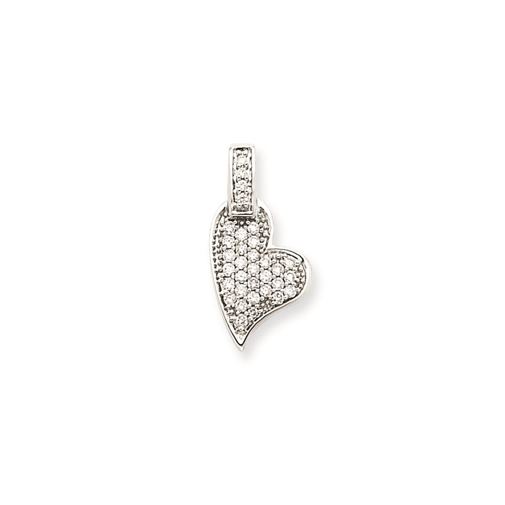 14K Weißgold Herz-Anhänger mit echtem Diamant