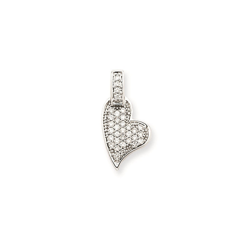 14K Weißgold Herz-Anhänger mit echtem Diamant