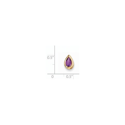 14K Gelbgold Anhänger mit birnenförmigem Amethyst 8x5mm in Zargenfassung