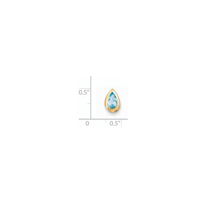 14K Gelbgold Anhänger mit 8x5 mm birnenförmigem Blautopas in Zargenfassung
