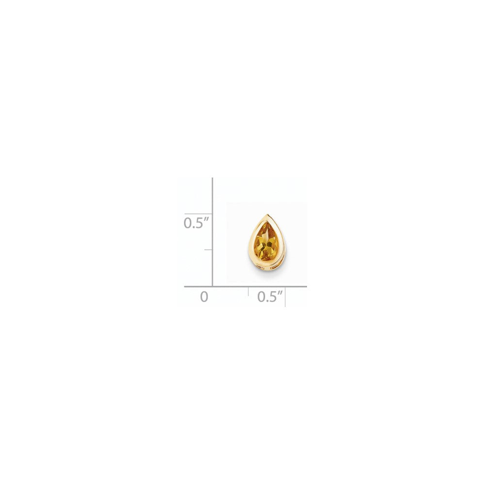 14K Gelbgold 8x5mm Birnenschliff Citrin Anhänger mit Zargenfassung